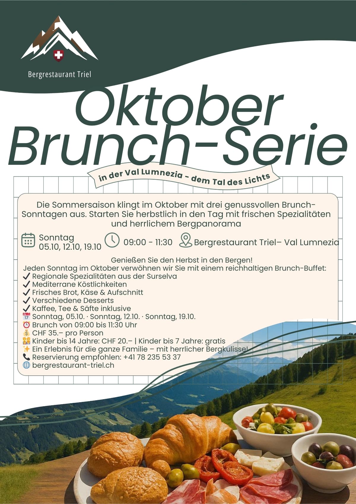Oktober Brunch-Serie im Bergrestaurant Triel